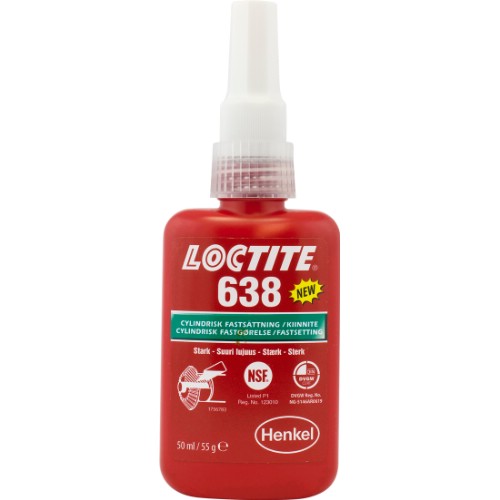 Sylindrisk fastsetting LOCTITE 638 høy holdfasthet